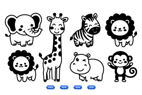 Download Cute Safari Animal Clipart SVG - Art Collection