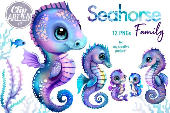 Download Stunning Seahorse Family 12 Png Clip Art - Art Collection