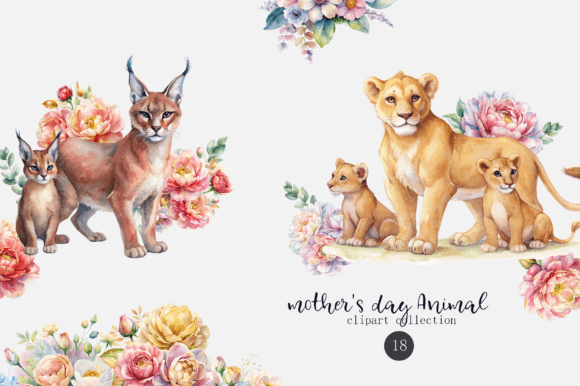 Download Mothers Day Animal Watercolor Clipart - Art Collection