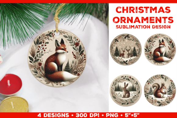 Download Cozy Woodland Animals Christmas Ornament - Premium Resources