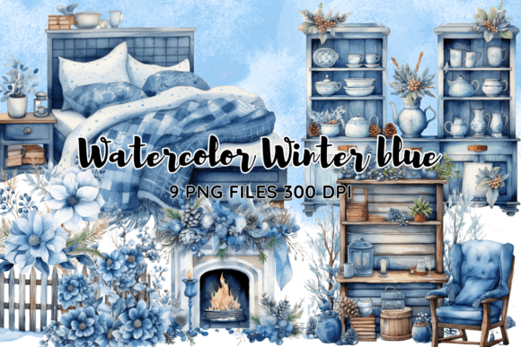 Download Christmas Blue Cozy Home Winter Clipart - Art Collection