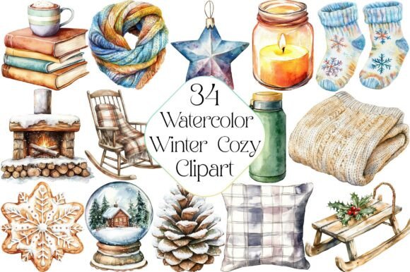 Download Watercolor Winter Cozy Clipart - Art Collection