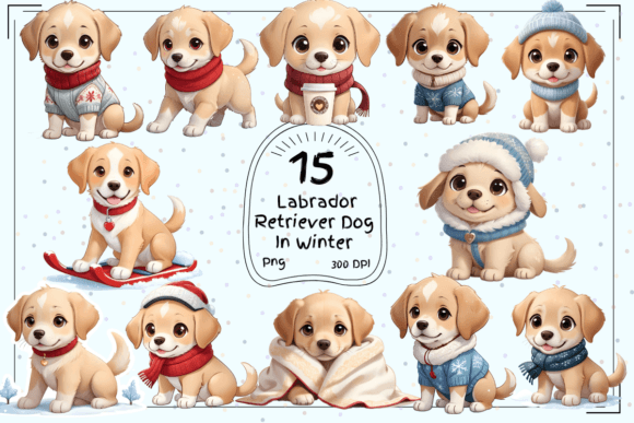 Download Labrador Retriever Dog in Winter Clipart - Art Collection