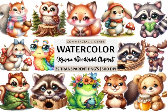 Download Kawaii Woodland Clipart Bundle - Art Collection