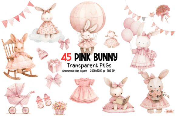 Download Pink Cute Bunny Baby Shower Clipart - Art Collection