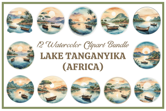 Download Lake Tanganyika Watercolor Clipart Pack - Art Collection