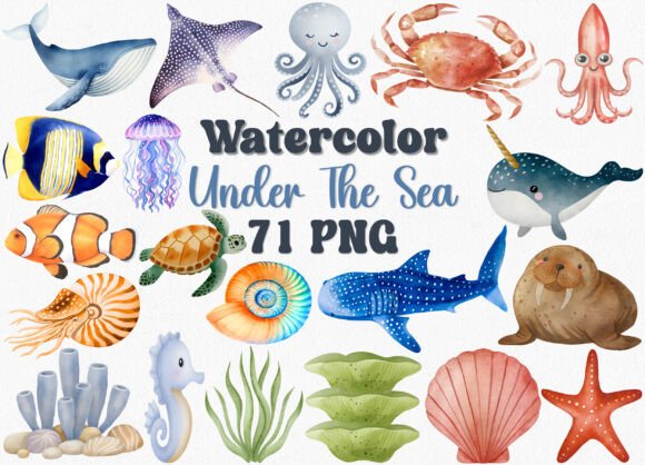 Download Watercolor Under the Sea Clipart - Art Collection