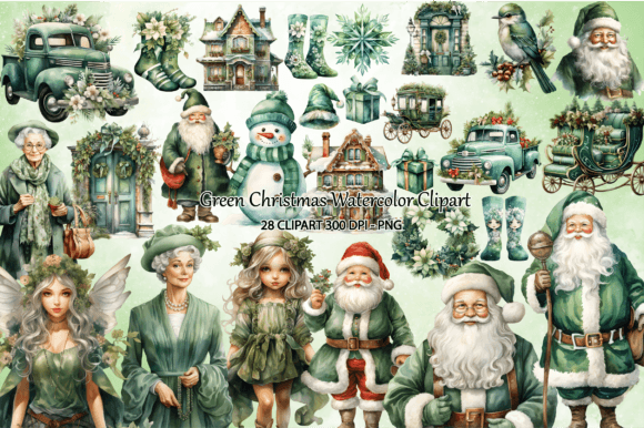Download Green Christmas Watercolor Clipart Png - Art Collection