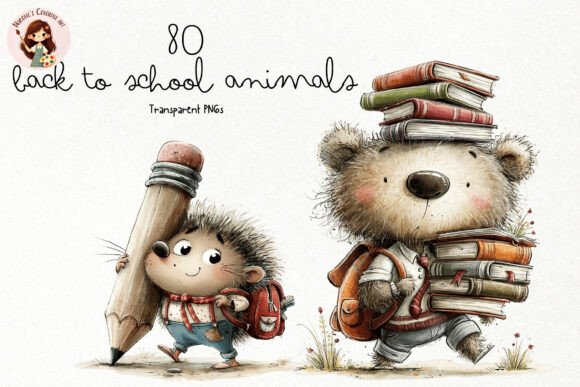 Download Cute Back to School Animals PNG Clipart - Art Collection