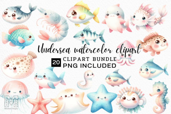 Download Cute Sea Animals Watercolor Clipart - Art Collection