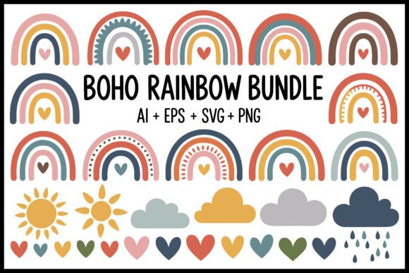 Download Boho Rainbow Clipart Bundle - Art Collection