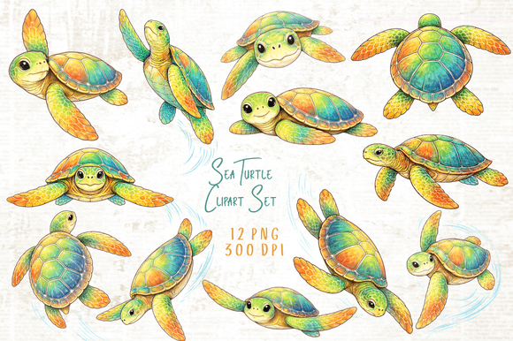 Download Sea Turtle Clipart Set PNG - Art Collection