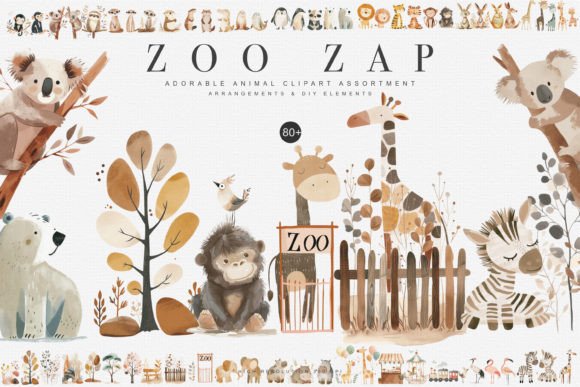 Download Watercolor Zoo Animal Clipart Collection - Art Collection