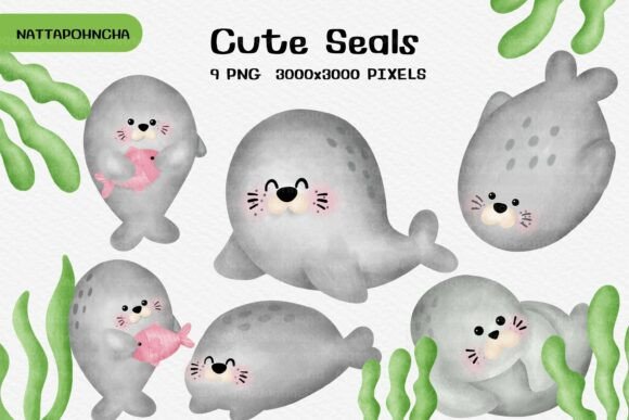 Download Cute Seal Clipart PNG Set - Art Collection