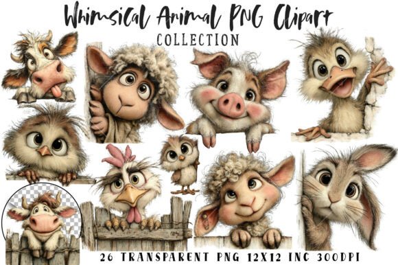 Download Quirky Peeking Farm Animals Clipart PNG - Art Collection