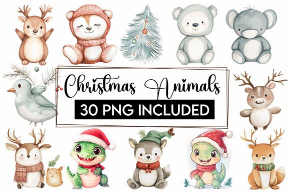 Download Christmas Baby Animals Clipart PNG Santa - Art Collection