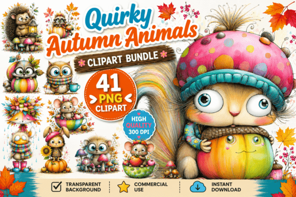 Download Quirky Funny Autumn Animals Clipart - Art Collection