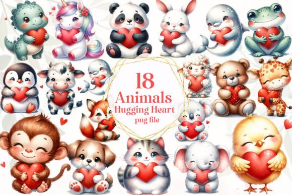Download Animals Hugging Heart Clipart - Art Collection