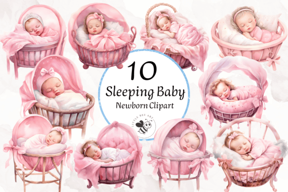 Download 10 Sleeping Baby Newborn Clipart Bundle - Art Collection