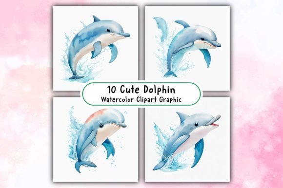 Download Cute Dolphin Watercolor Clipart - Art Collection