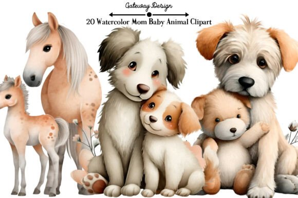 Download Watercolor Mom Baby Animal Clipart - Art Collection