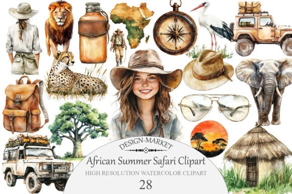 Download Watercolor African Summer Safari Clipart - Art Collection