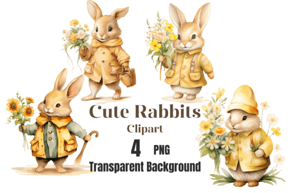 Download Watercolor Cute Rabbits Clipart - Art Collection