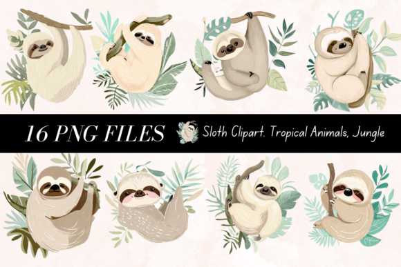 Download Sloth Clipart Tropical Animals Jungle - Premium Bundle