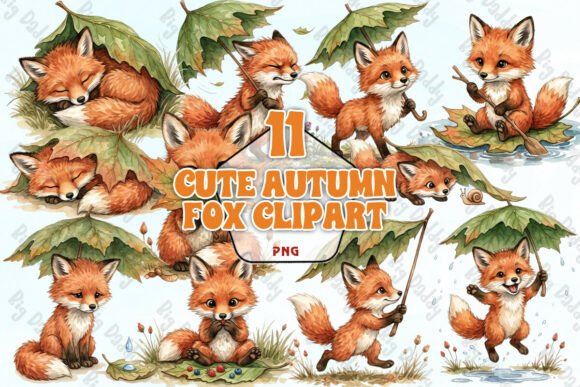 Download Cute Autumn Fox Clipart PNG - Art Collection