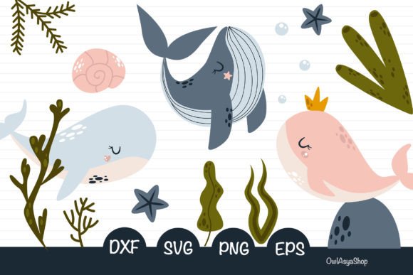Download Cute Whale Clipart Seaweed Set - Art Collection