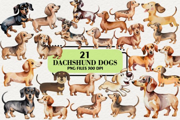 Download Kawaii Dachshund Dogs Clipart Bundle - Art Collection