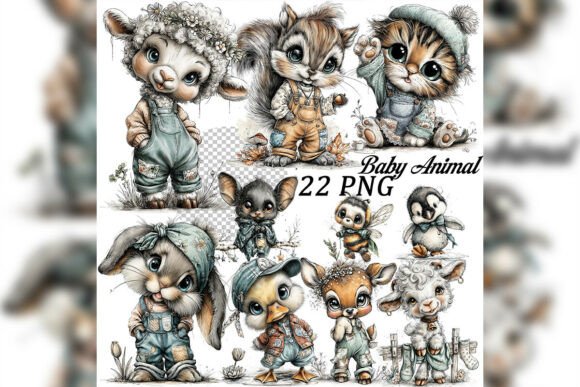 Download Whimsical Baby Animal Clipart Set - Art Collection