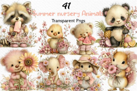 Download Whimsical Summer Nursery Animals Clipart - Art Collection