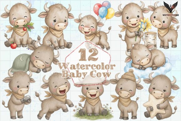 Download Watercolor Baby Cow Clipart PNG - Art Collection