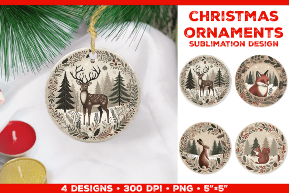 Download Cozy Woodland Animals Christmas Ornament - Premium Resources
