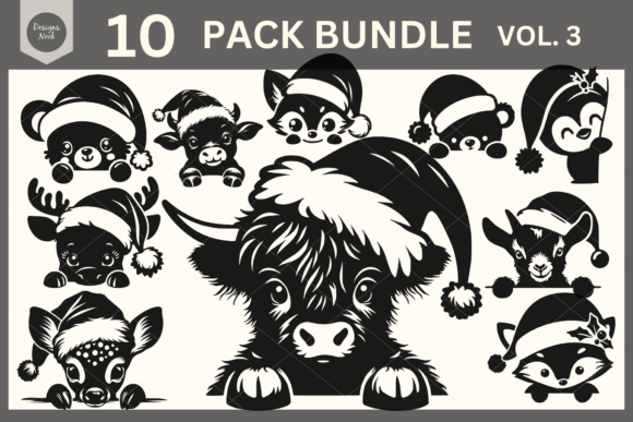 Download Santa Animals SVG Clipart Silhouette PNG - Art Collection