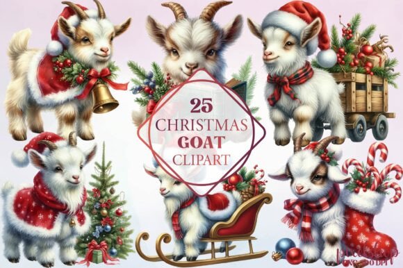 Download Watercolor Christmas Goat Clipart - Art Collection