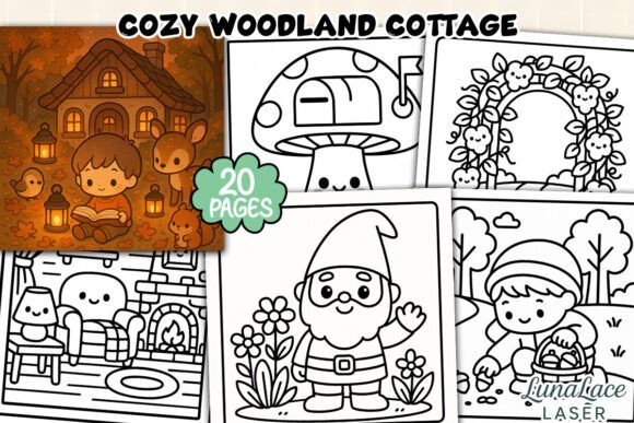 Download Cozy Woodland Cottage Coloring Page - Premium Resources