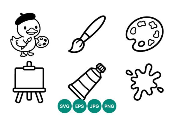 Download Cute Duck Artist Black White Vector - Art Collection