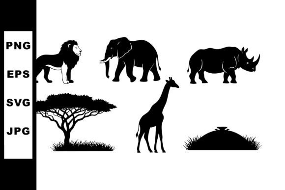 Download African Wildlife Silhouette Vector with - African Collection