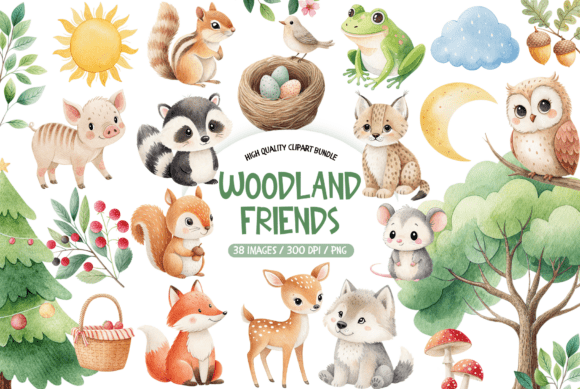 Download Woodland Friends Clipart Bundle - Art Collection
