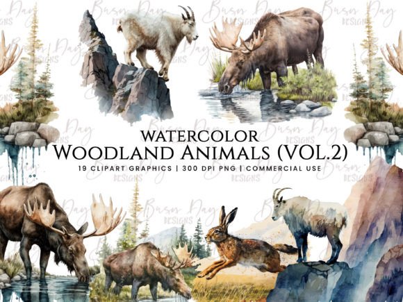 Download Watercolor Woodland Animal Clipart Vol 2 - Art Collection