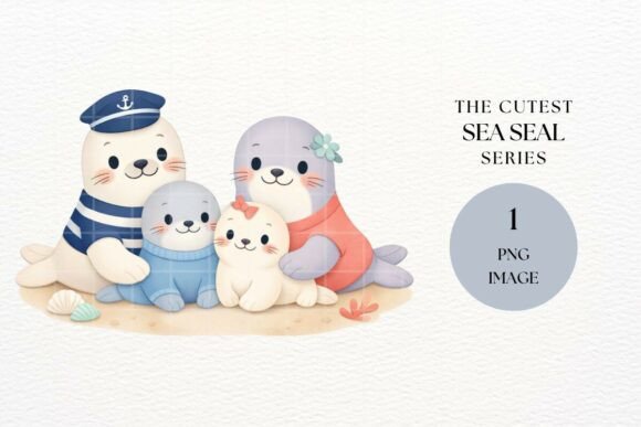 Download Cute Seal Family Clipart PNG - Art Collection