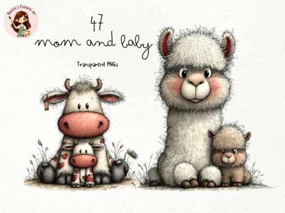 Download Mom Baby Animals Clipart PNG Set - Art Collection
