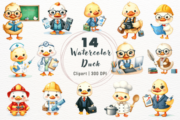 Download Watercolor Profession Duck Clipart - Art Collection