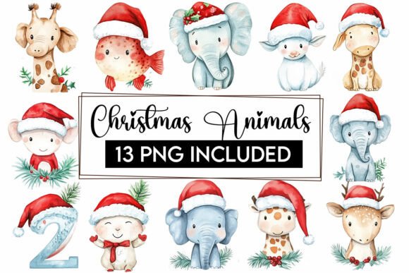 Download Christmas Baby Animals Clipart PNG Santa - Art Collection