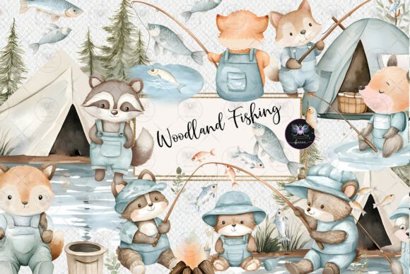 Download Woodland Fishing Baby Clipart - Art Collection