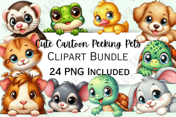 Download Cute Cartoon Peeking Pets Clipart - Art Collection