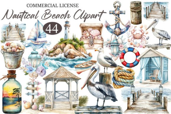 Download Nautical Beach Clipart Bundle - Art Collection