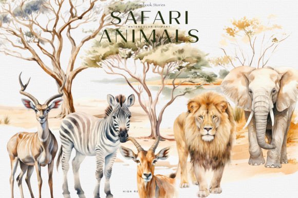 Download Watercolor Safari Animals Clipart Set - Art Collection